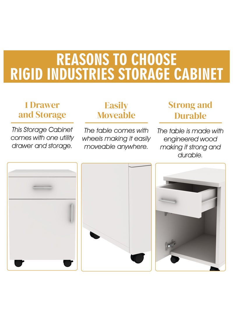 RIGID One Drawer & One Filing Cabinet Mobile Pedestal Storage Unit Beige 56x40x50cm  - Image 4