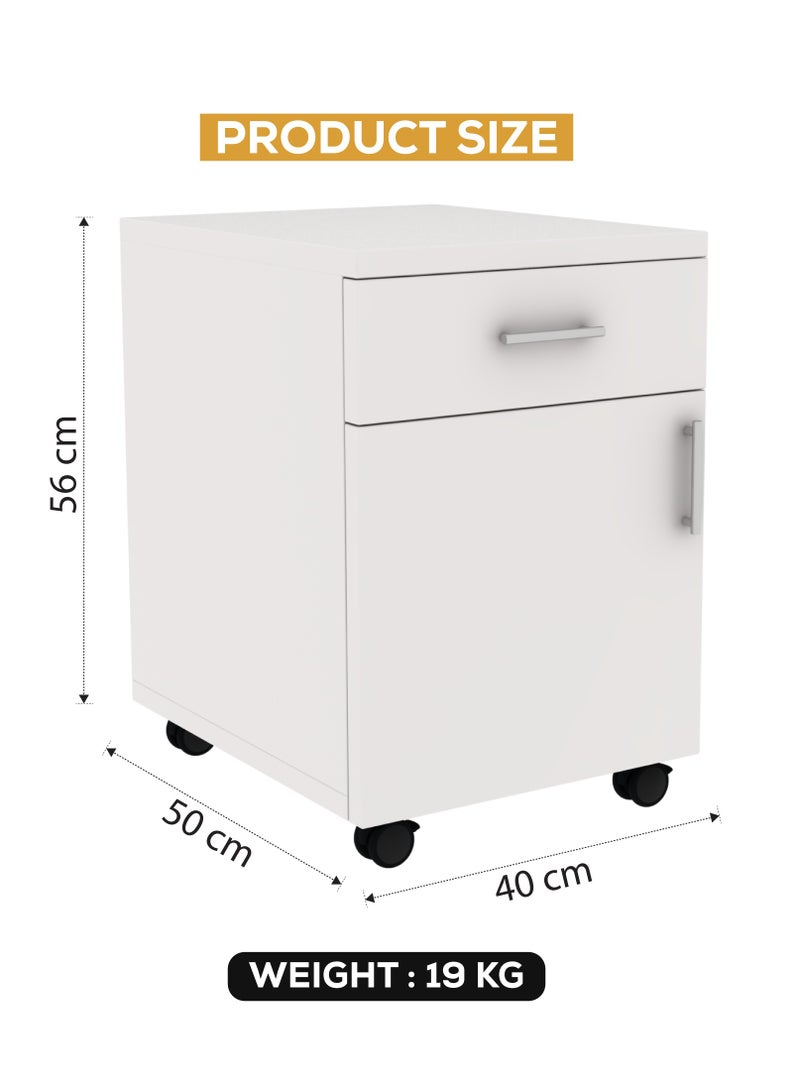 RIGID One Drawer & One Filing Cabinet Mobile Pedestal Storage Unit Beige 56x40x50cm  - Image 2