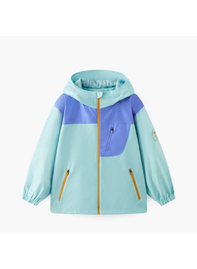 Mqd Kids Colorblock Jacket  Autumn New Boys Girls Hooded Windproof Waterproof Outdoor Coat - Image 3