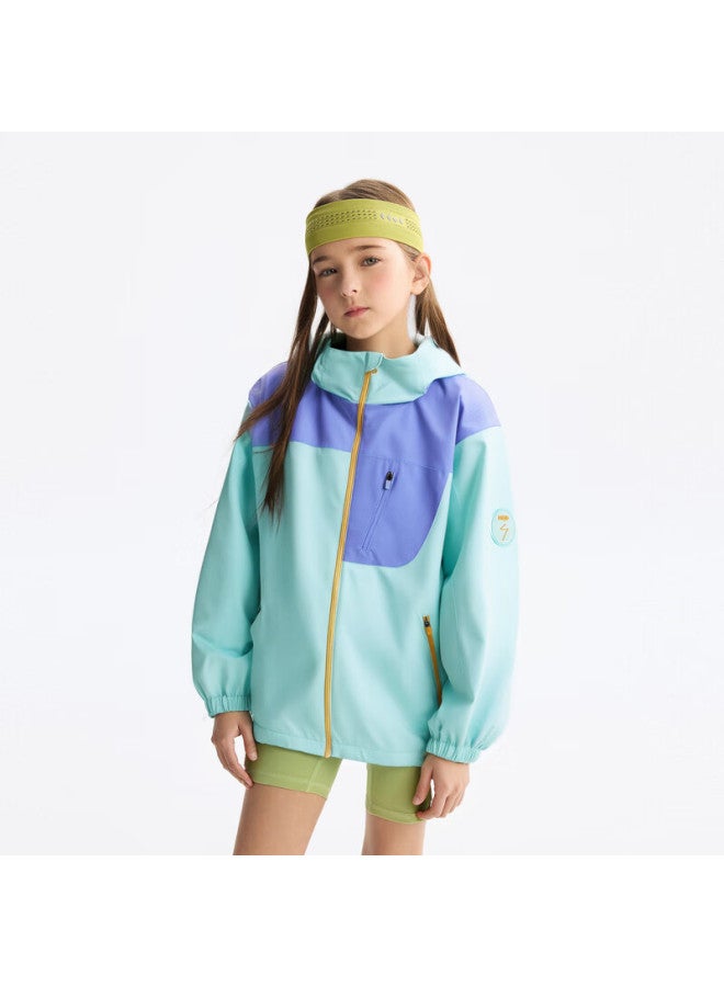 Mqd Kids Colorblock Jacket  Autumn New Boys Girls Hooded Windproof Waterproof Outdoor Coat - Image 2
