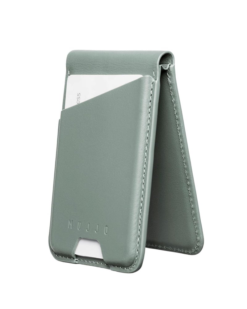 Mujjo Magsafe Compatible Leather Wallet Stand - Monaco Blue - Image 1