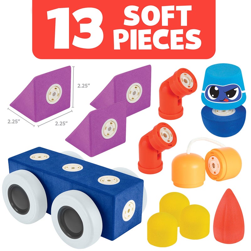 Blockaroo Magnetic Foam Building Blocks - 13-Piece Roadster, Bath Toys for Toddlers, Preschool Toys, Bathtub Toys, Sensory Toys, Blocks for Toddlers 3-5, Engineering Toys for Kids 3-5, Bath Blocks - Image 5