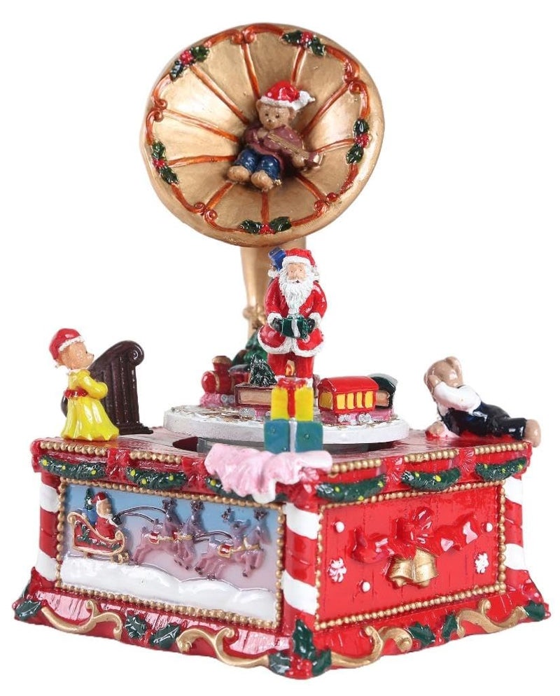 Lightahead جرامافون موسيقي عيد الميلاد من لايتاهيد مع دمى سانتا الدوارة وقطار فيجورينز، صندوق موسيقي احتفالي من بولي ريزين مع ألحان موسمية