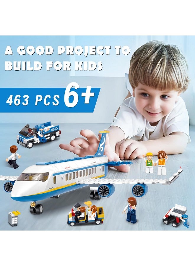 Sluban City Passenger Airplane Building Set, 4 In 1 Stem Toy With A Large Airplane, Passenger Bus, Luggage Truck, Container Loader, And 7 Minifigures, Compatible With Lego Plane, Airport Gift For Boy 6+ - Image 4