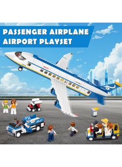 Sluban City Passenger Airplane Building Set, 4 In 1 Stem Toy With A Large Airplane, Passenger Bus, Luggage Truck, Container Loader, And 7 Minifigures, Compatible With Lego Plane, Airport Gift For Boy 6+  - Image 3