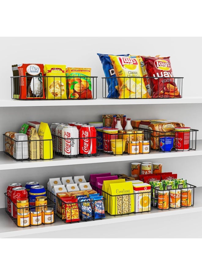 Happy Home 6 Pack Wire Storage Baskets for Organization – Metal Pantry, Kitchen, Cabinet, and Bathroom Storage Bins – Each Basket 29 × 18 cm – Durable Matte Black Wire Baskets Resistant to Rust and Fading – Versatile Storage for Snacks, Fruits, Vegetables, Canned Goods, Bottles, Baked Goods, Towels, Cosmetics, Shampoo, and Bath Salts – Sleek, Practical, and Stylish Design - Image 4