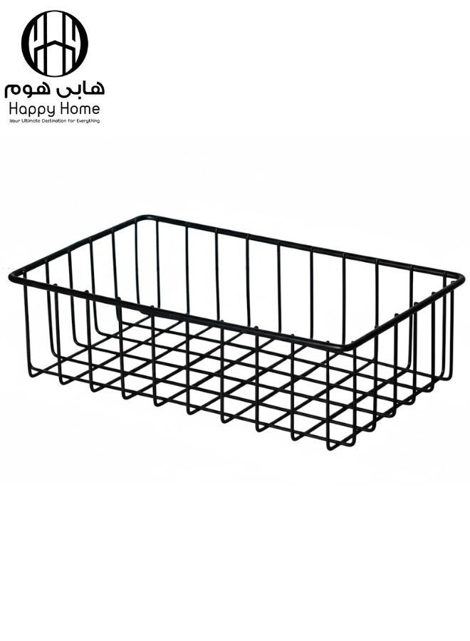Happy Home 6 Pack Wire Storage Baskets for Organization – Metal Pantry, Kitchen, Cabinet, and Bathroom Storage Bins – Each Basket 29 × 18 cm – Durable Matte Black Wire Baskets Resistant to Rust and Fading – Versatile Storage for Snacks, Fruits, Vegetables, Canned Goods, Bottles, Baked Goods, Towels, Cosmetics, Shampoo, and Bath Salts – Sleek, Practical, and Stylish Design - Image 2