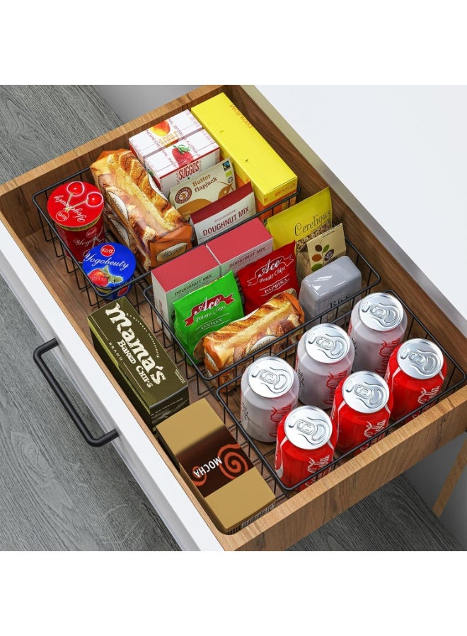 Happy Home 6 Pack Wire Storage Baskets for Organization – Metal Pantry, Kitchen, Cabinet, and Bathroom Storage Bins – Each Basket 29 × 18 cm – Durable Matte Black Wire Baskets Resistant to Rust and Fading – Versatile Storage for Snacks, Fruits, Vegetables, Canned Goods, Bottles, Baked Goods, Towels, Cosmetics, Shampoo, and Bath Salts – Sleek, Practical, and Stylish Design - Image 3