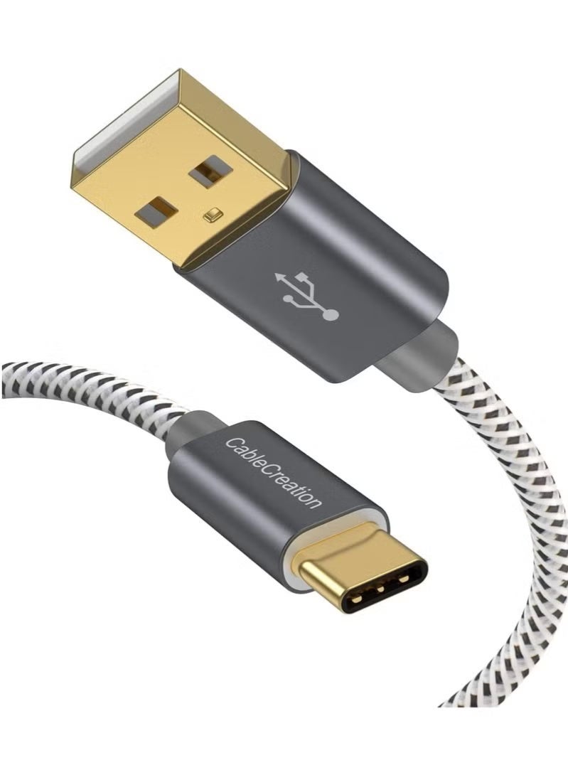 كابل كرييشن كابل USB C قصير بطول 0.8 قدم، كابل USB C إلى USB A قصير متين، شحن سريع 3 أمبير، بيانات 480 ميجابت في الثانية، USB A إلى USB C لبنك الطاقة، iPad Pro، iPad Mini، Galaxy S22 Ultra Pixel وما إلى ذلك، رمادي 25 سم - Image 1