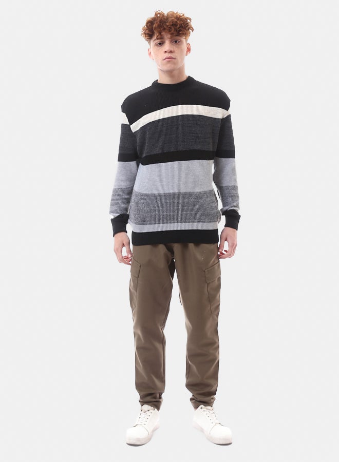 RAVIN Heather Grey & Black Knitted Slip On Pullover 