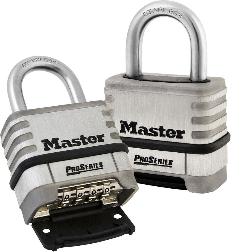 Master Lock 1174D Pro Series Resettable Combination Padlock - Stainless Steel, 1.5" x 2.2" x 3" - Image 3