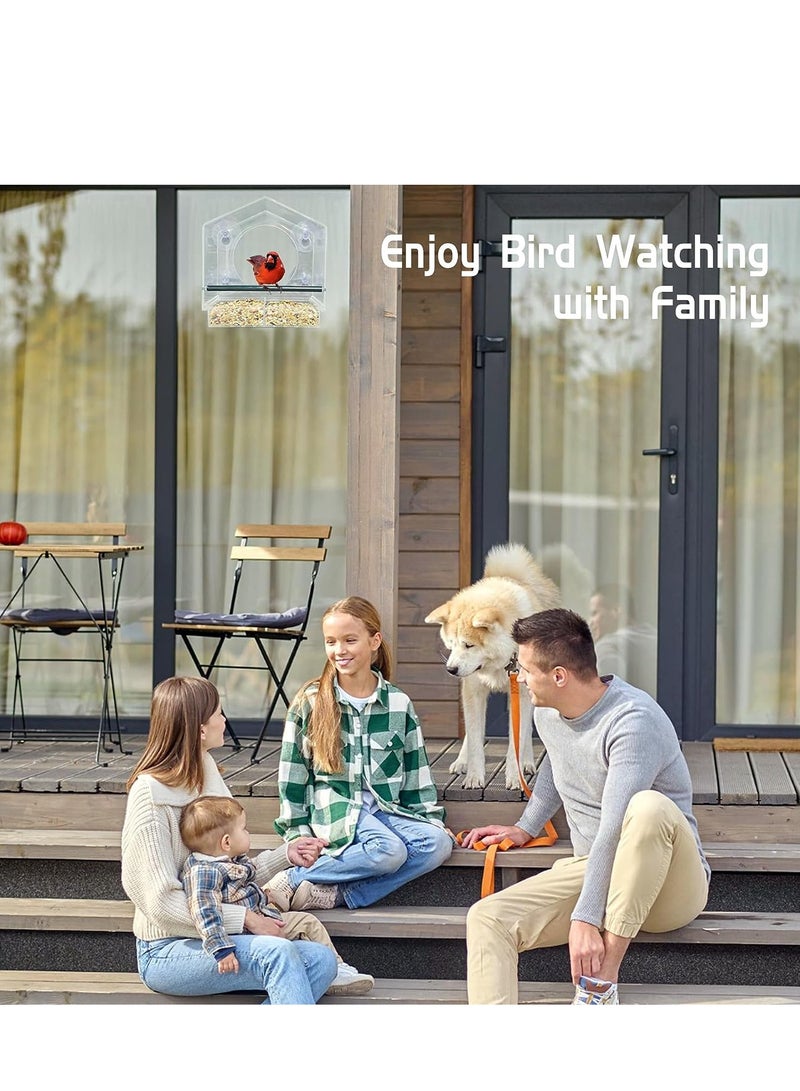SYOSI Window Bird Feeders with Strong Suction Cups Clear Feeder for Outside House Removable Tray, Easy Clean and Fill, Tall Enough Larger Like Cardinal or Mocking - Image 5