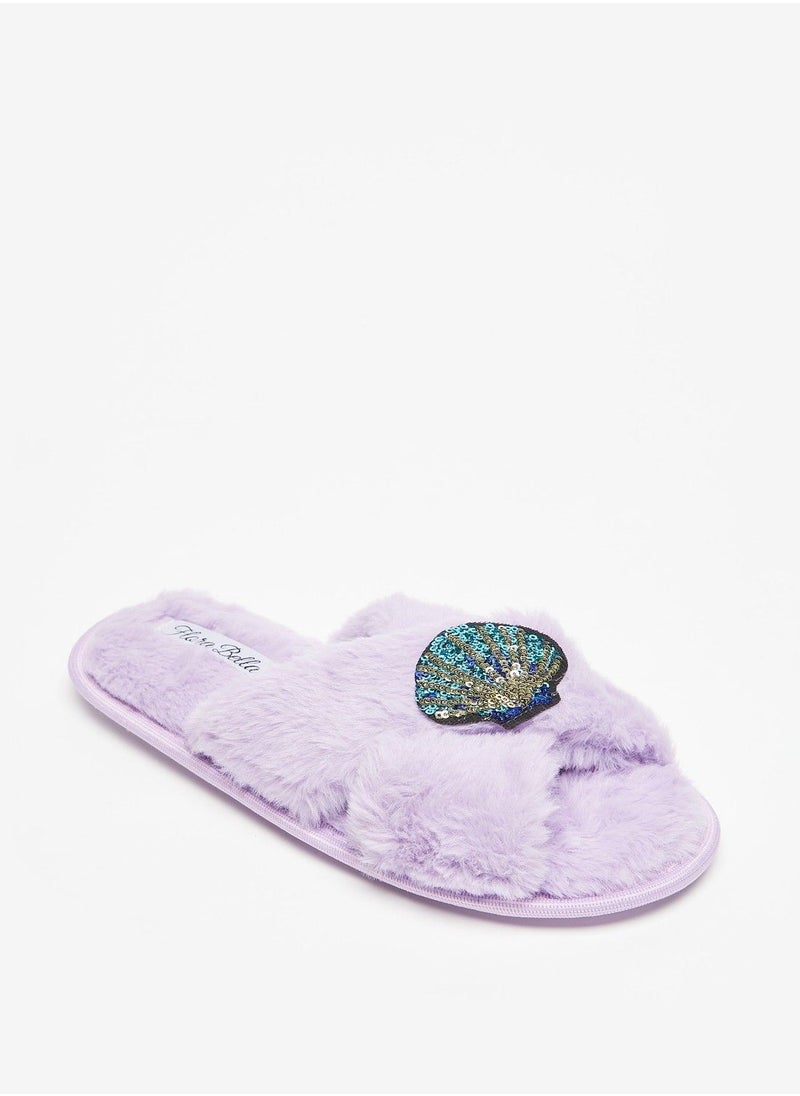 Flora Bella - Sequin Embellished Cross Strap Bedroom Slides - Image 1