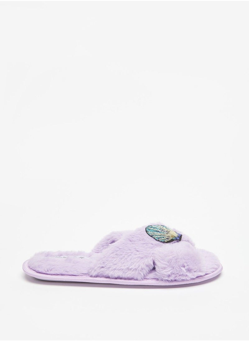 Flora Bella - Sequin Embellished Cross Strap Bedroom Slides - Image 1