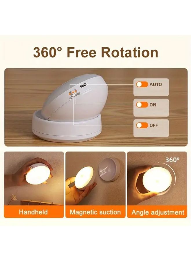 ضوء LED بحساس حركة مع إضاءة دافئة، بطارية قابلة للشحن عبر USB، تثبيت على الحائط، ناشر بلاستيك أبيض، مناسب للخزانة والمخزن والمطبخ. - Image 4