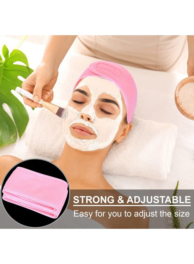 Whaline Spa Facial Headbands 3 Pieces Make Up Wrap Head Terry Cloth Headband Soft Adjustable Towel Band for Face Washing Shower Facial Cover Yoga(Black, Pink, Gray) - Image 4