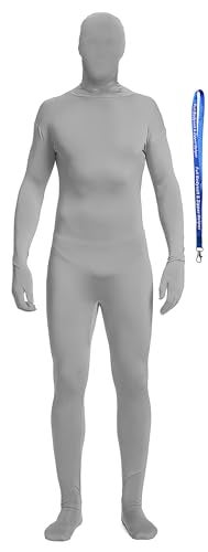Full Bodysuit With Zipper Helper Spandex Unisex Unitard Tights Suit Zentai Cosplay Costume (Small, Grey) - Image 1