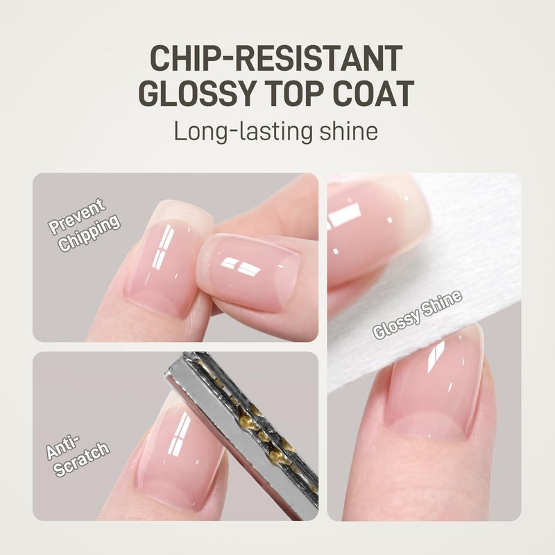 GAOY Gel Top Coat, Builder Gel and Base Coat Set, 16ml 3 Pcs Clear Glossy No Wipe Combination for Long Lasting UV Light Cure Nail Art DIY - Image 3