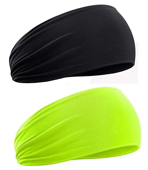 PAROPKAR 3 Pcs Multi Sports Design Headbands for Men Women Gym Yoga Running Sports Polyester Headband Outdoor Workout Fashion Hair Bands (Neon Black) - Image 5