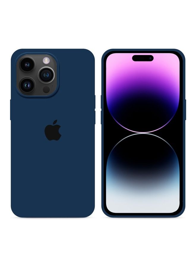 NIBEMINENT Silicone Case Cover Liquid Gel Soft Ultra Slim Shockproof Back Full Body Protection For Apple iPhone 14 Pro Max 6.7 inch Dark Blue - Image 3
