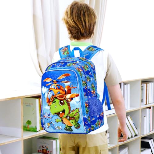 gxtvo 3PCS Boys Dinosaur Backpack 16 Kids Airplane Bookbag with Lunch Box Water Resistant Elementary Preschool Toddler School Bag - Image 3