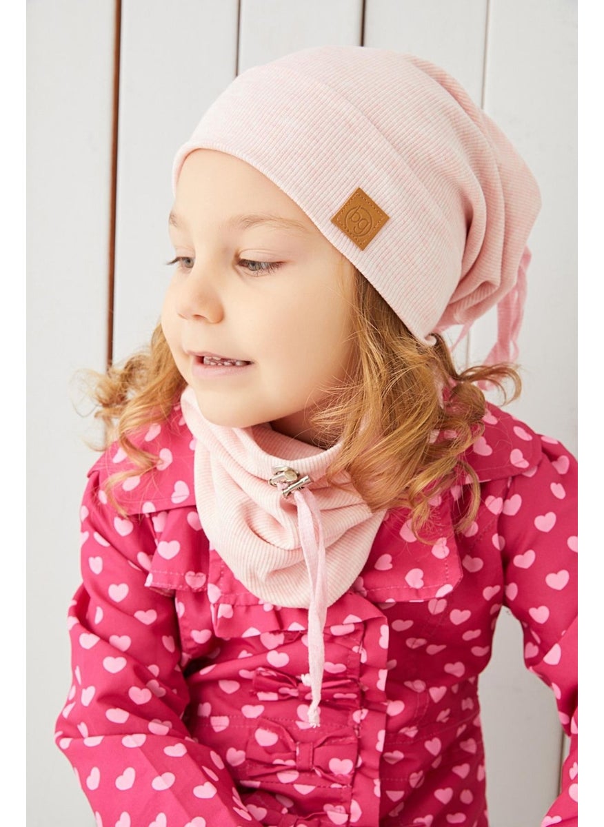 Babygiz Girl's Powder Rope Hat Beanie Neck Collar Set Cotton Camisole  - Image 1