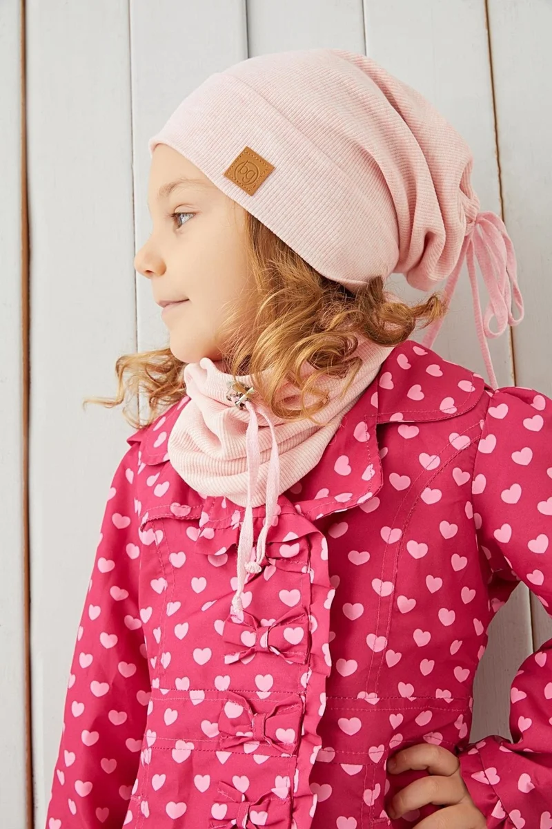 بيبيجيز Girl's Powder Rope Hat Beanie Neck Collar Set Cotton Camisole