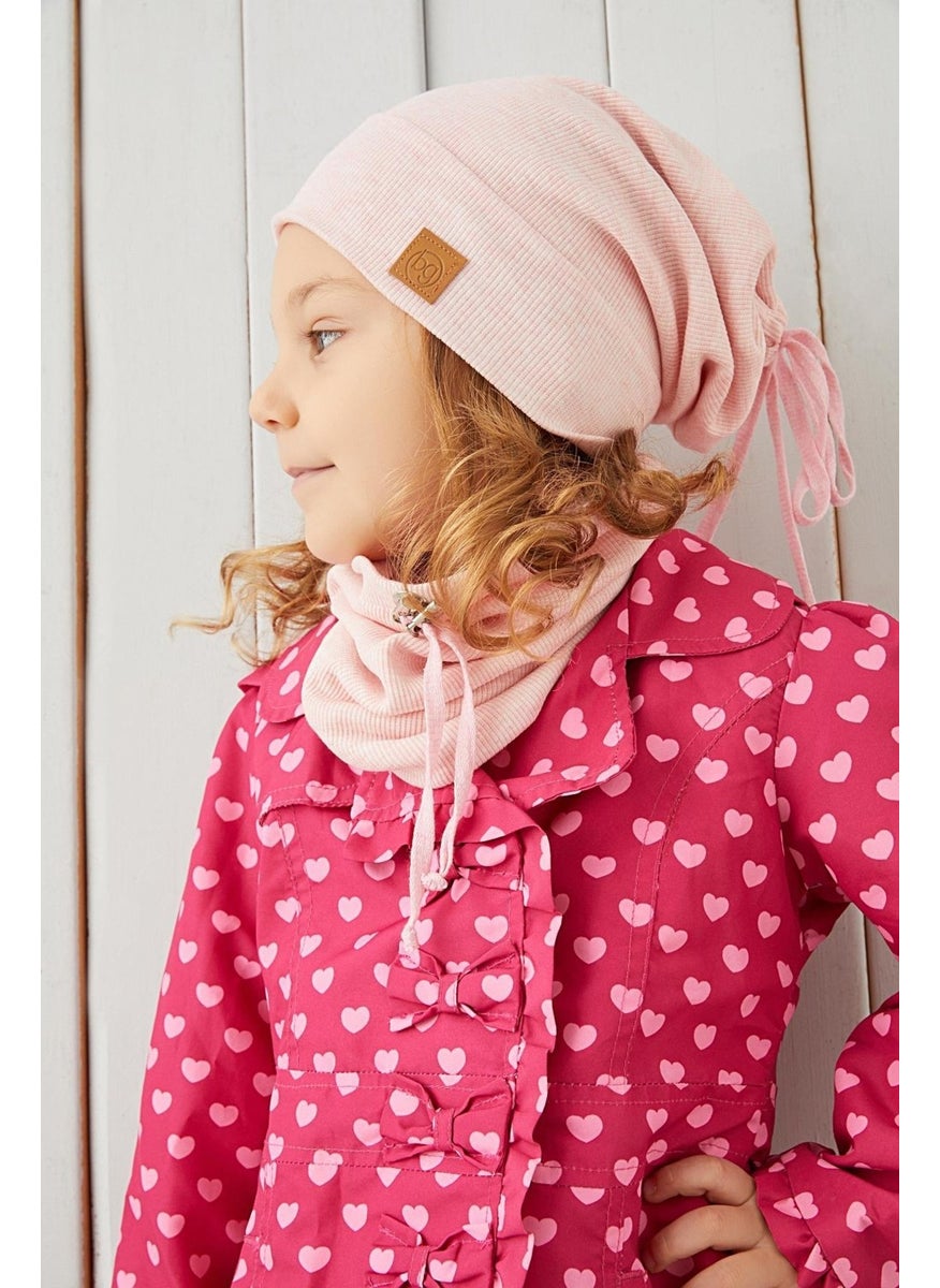 Babygiz Girl's Powder Rope Hat Beanie Neck Collar Set Cotton Camisole  - Image 3