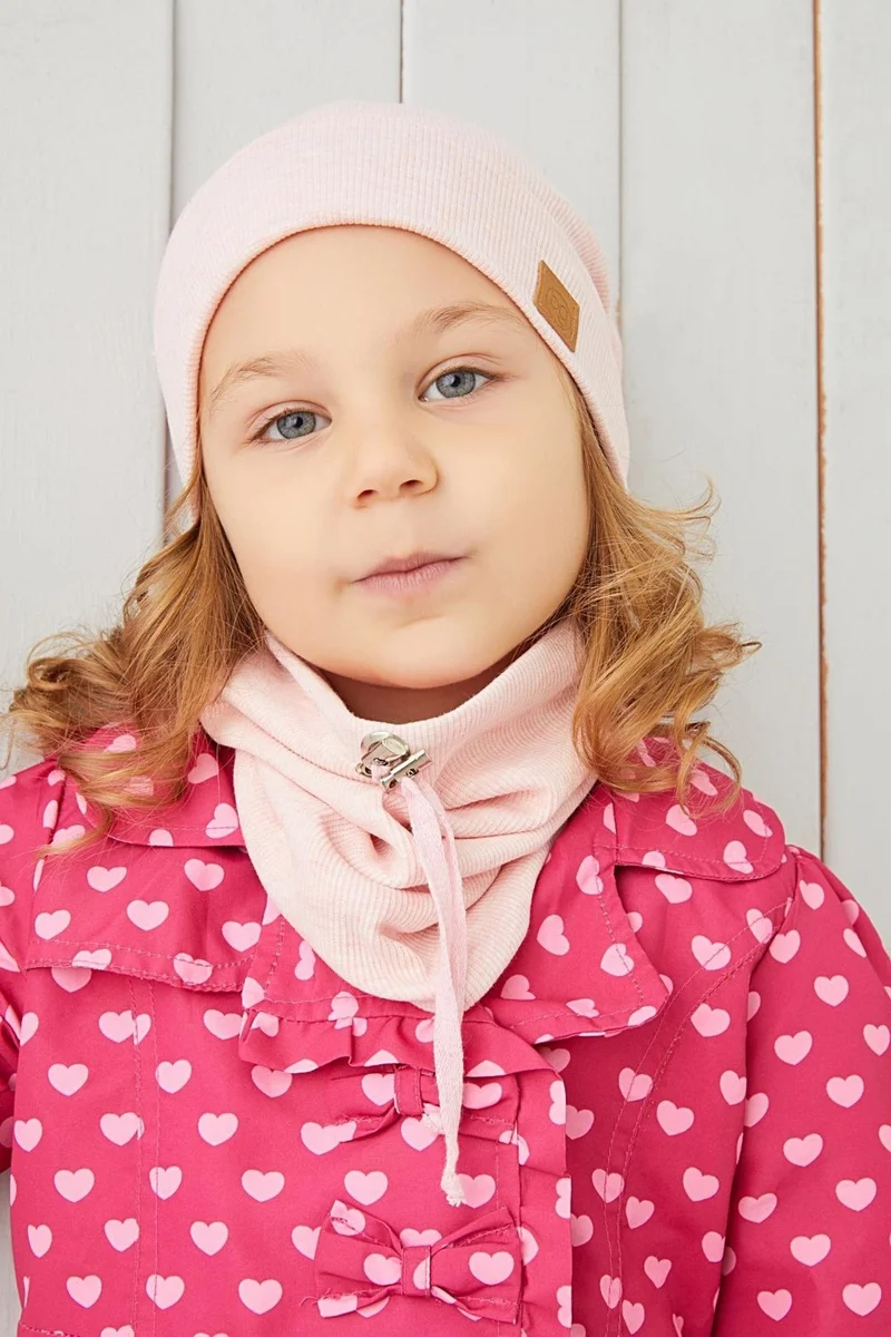 بيبيجيز Girl's Powder Rope Hat Beanie Neck Collar Set Cotton Camisole