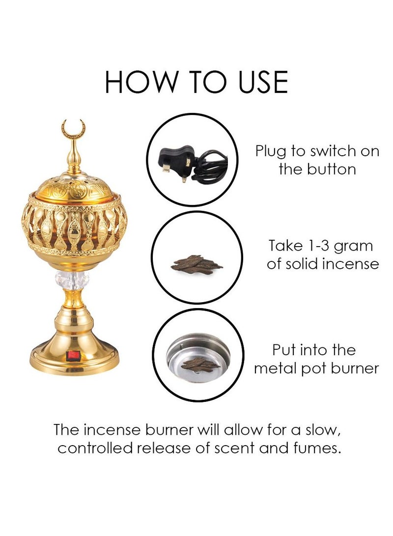 Luxurious Design Oud Bakhoor Incense Burner Electric Mabkhara Gold - Image 2