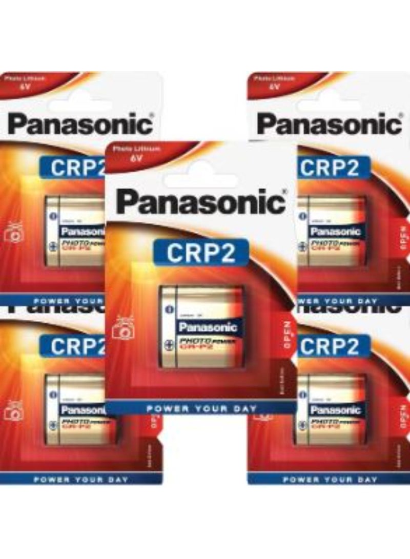 Panasonic CR-P2 Lithium 6V Batteries - 5 Pieces