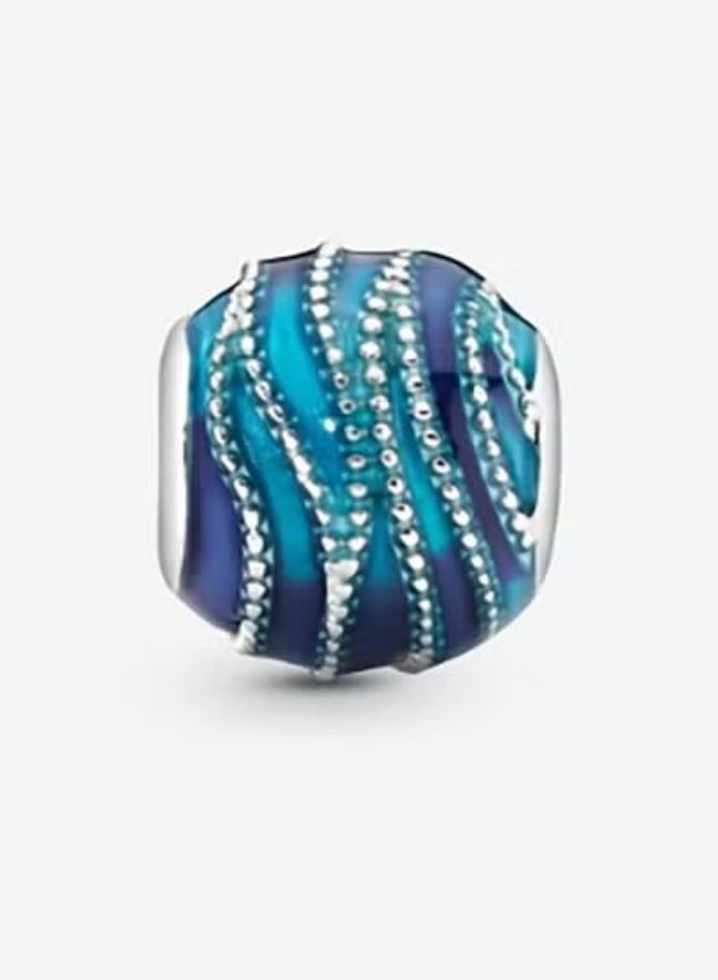 Deep Sea Wave Blue Enamel Paved Charm