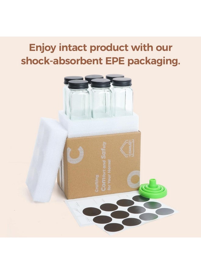 ComSaf 6Pcs 4oz Glass Spice Jars with Shaker Lids, 21 Labels, Spice Jars Trial Set & Supplement Set, Empty Spice Containers and Square Spice Bottles for Kitchen and Seasoning - Image 4