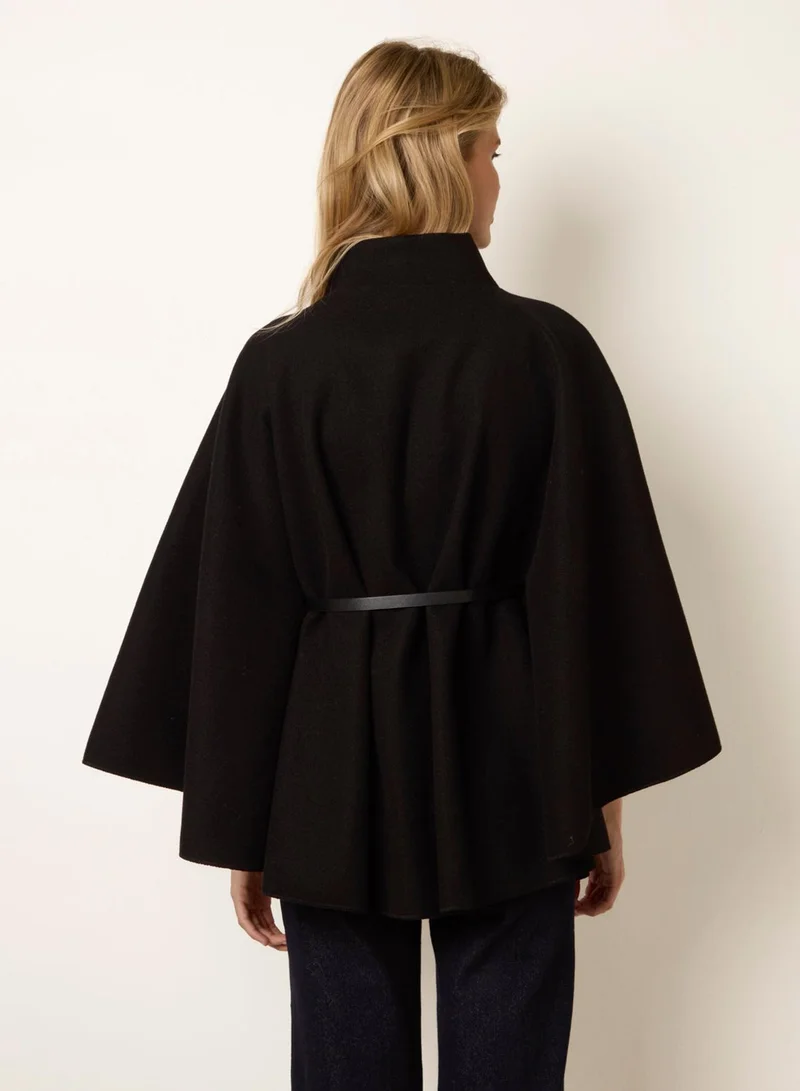 Blue Vanilla  Funnel Neck Tie Front Cape for Women | Best Price UAE