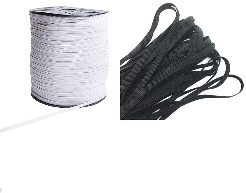 Hesch 9 Elastic for Mask Making 3 MM Black and White Combo Mask Elastic Makes 300 Masks Mask Elastic 3 MM Black and White Combo Mask Elastic Roll