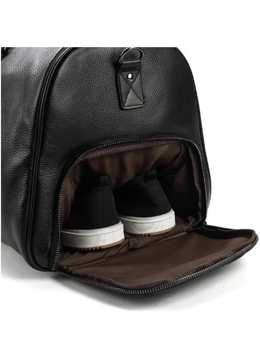 Başkent Çanta Leather Travel Bag with Shoe Compartment and Hand and Shoulder Strap 8683255012213