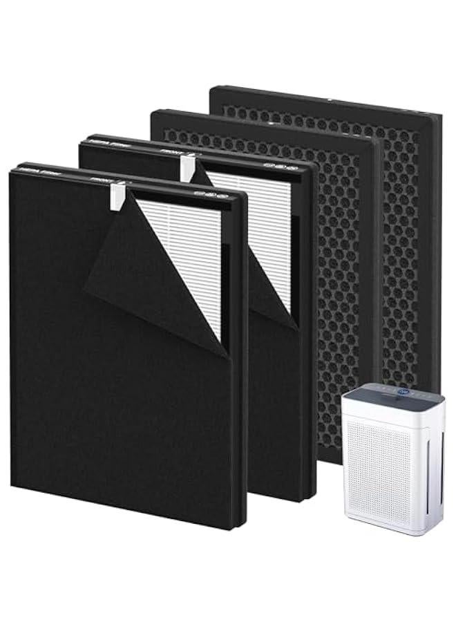 Arabest 4 Pack K2 Replacement Filter Compatible with LUNINO K2 Air Purifier, Double-Sided Filters for Home Large Room up to 3000sq.ft, H13 True HEPA and Activated Carbon Filter - Image 1