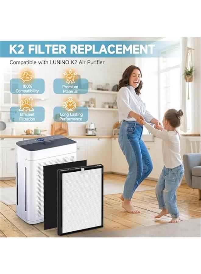 Arabest 4 Pack K2 Replacement Filter Compatible with LUNINO K2 Air Purifier, Double-Sided Filters for Home Large Room up to 3000sq.ft, H13 True HEPA and Activated Carbon Filter - Image 2