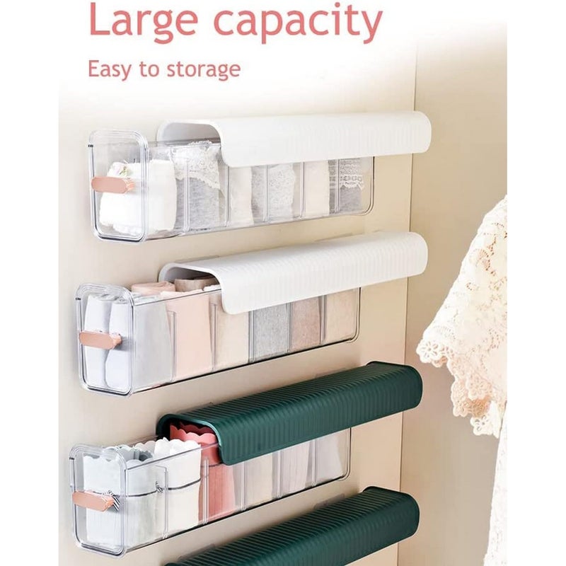 VIYOT VIYOT Storage box Wall Hanging Transparent Underwear Panties Storage Box Socks Storage Box Closet Organizer Bedroom Storage Organizer Color Ivory  - Image 3