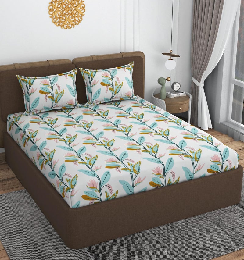 VOMZER Cotton Feel King Size Flat Bedsheet for Double Bed, 1 Cotton Feel Bed Sheet Double Bed (90 X 100 Inches) with 2 Pillow Cover - Image 5
