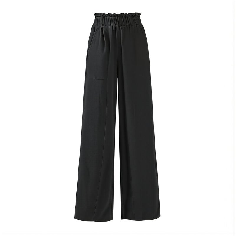 Women Linen Wide Leg Pants All Match For Tops Sneakers Heels Easy Outfit Comfy Casual Trousers - Image 1