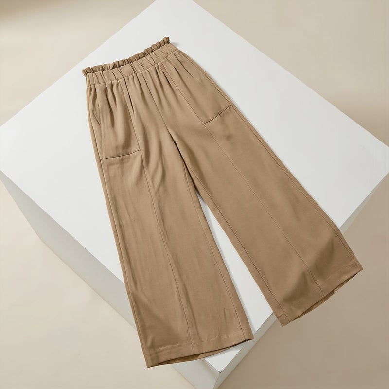 Women Linen Wide Leg Pants All Match For Tops Sneakers Heels Easy Outfit Comfy Casual Trousers - Image 4
