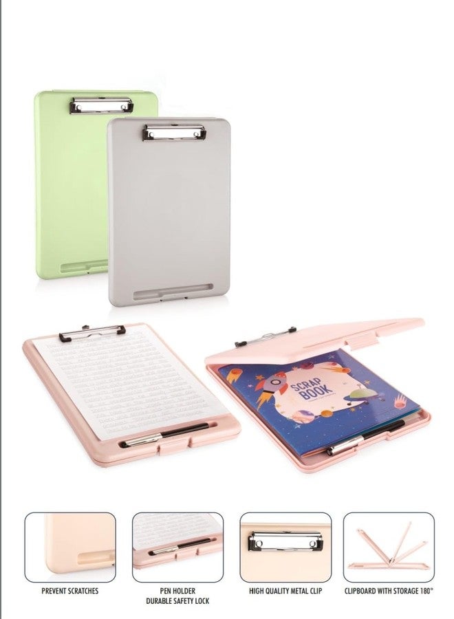 Marwall Slim A4 Clipboard Paper Holder Storage Writing Pad with Storage Plastic Clipboard Ideal for Nurse Students, Teachers, Sales(Multicolour) - Image 3