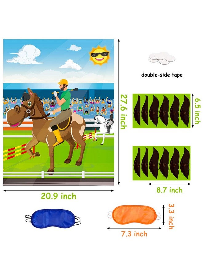 ANGOLIO 24Pcs Horse Race Party Sticker Game Pin The Tail On The Horse Poster Horse Party Supplies Horse Themed Decoration Kids Birthday Party Favor Baby Shower Game (Includes 2 Blindfolds) - Image 3