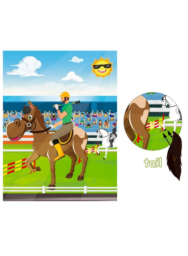 ANGOLIO 24Pcs Horse Race Party Sticker Game Pin The Tail On The Horse Poster Horse Party Supplies Horse Themed Decoration Kids Birthday Party Favor Baby Shower Game (Includes 2 Blindfolds) - Image 4