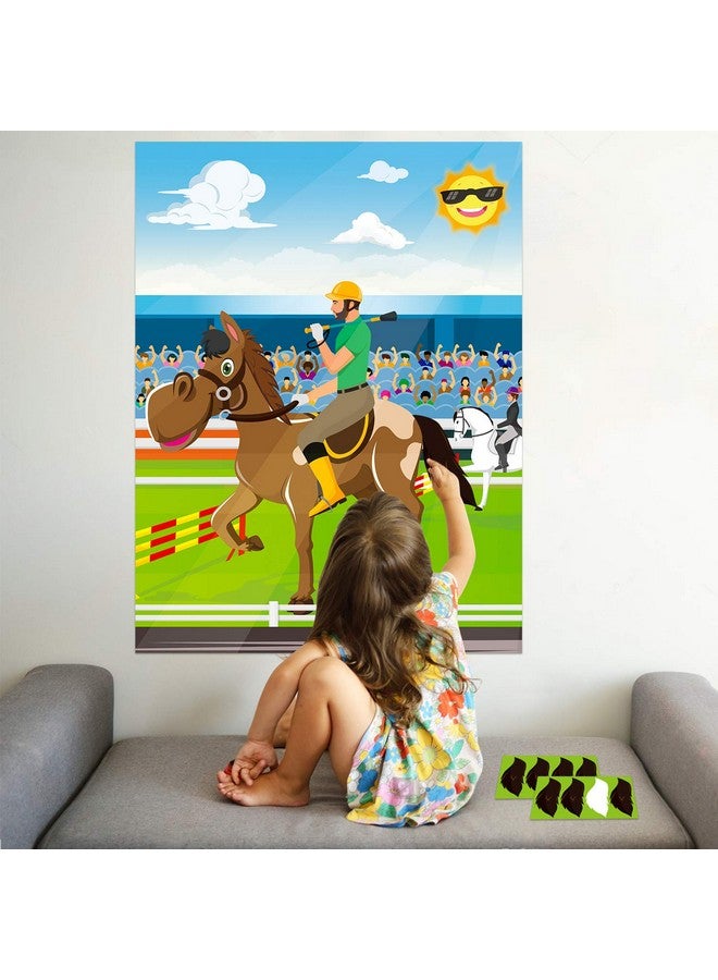 ANGOLIO 24Pcs Horse Race Party Sticker Game Pin The Tail On The Horse Poster Horse Party Supplies Horse Themed Decoration Kids Birthday Party Favor Baby Shower Game (Includes 2 Blindfolds) - Image 5