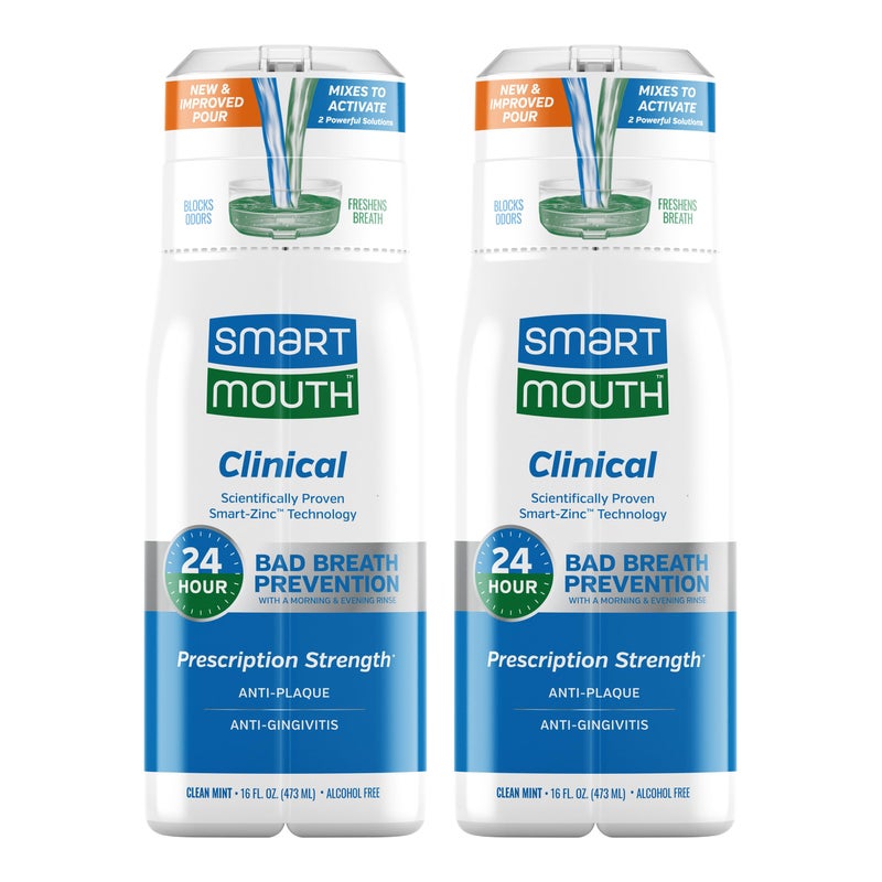 SmartMouth DDS Activated Clinical Mouthwash - Adult Mouthwash for Fresh Breath - for Gum Health, Gingivitis & More - Clean Mint Flavor, 16 fl oz (2 Pack) - Image 1
