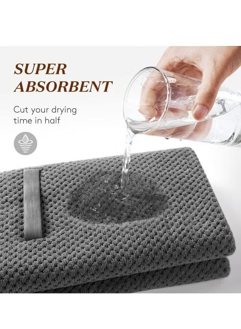 Microfiber Hair Towel Wrap for Women, Anti Frizz Hair Drying Towel with Elastic Strap, Super Absorbent Quick Dry Hair Turban for Drying Curly, Long, Thick Hair, Dark Gray - Image 4