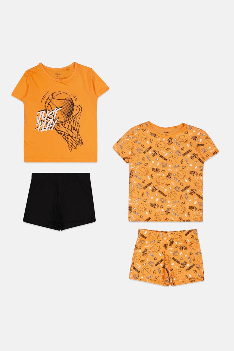 Sinsay Kids Boy 4 Pieces Graphic Print T-Shirt And Short Pyjama Set, Multicolor - Image 4