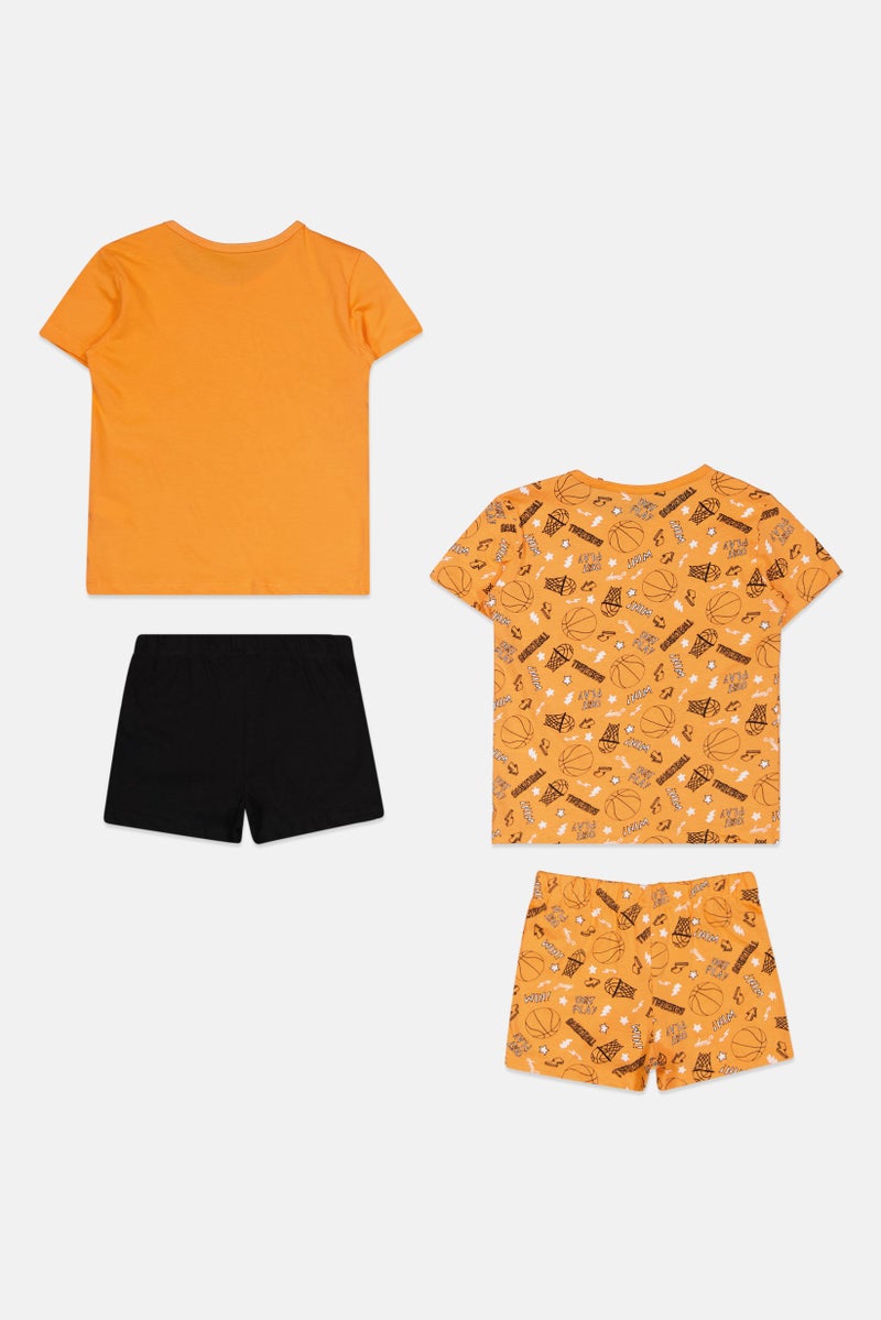 Sinsay Kids Boy 4 Pieces Graphic Print T-Shirt And Short Pyjama Set, Multicolor - Image 2